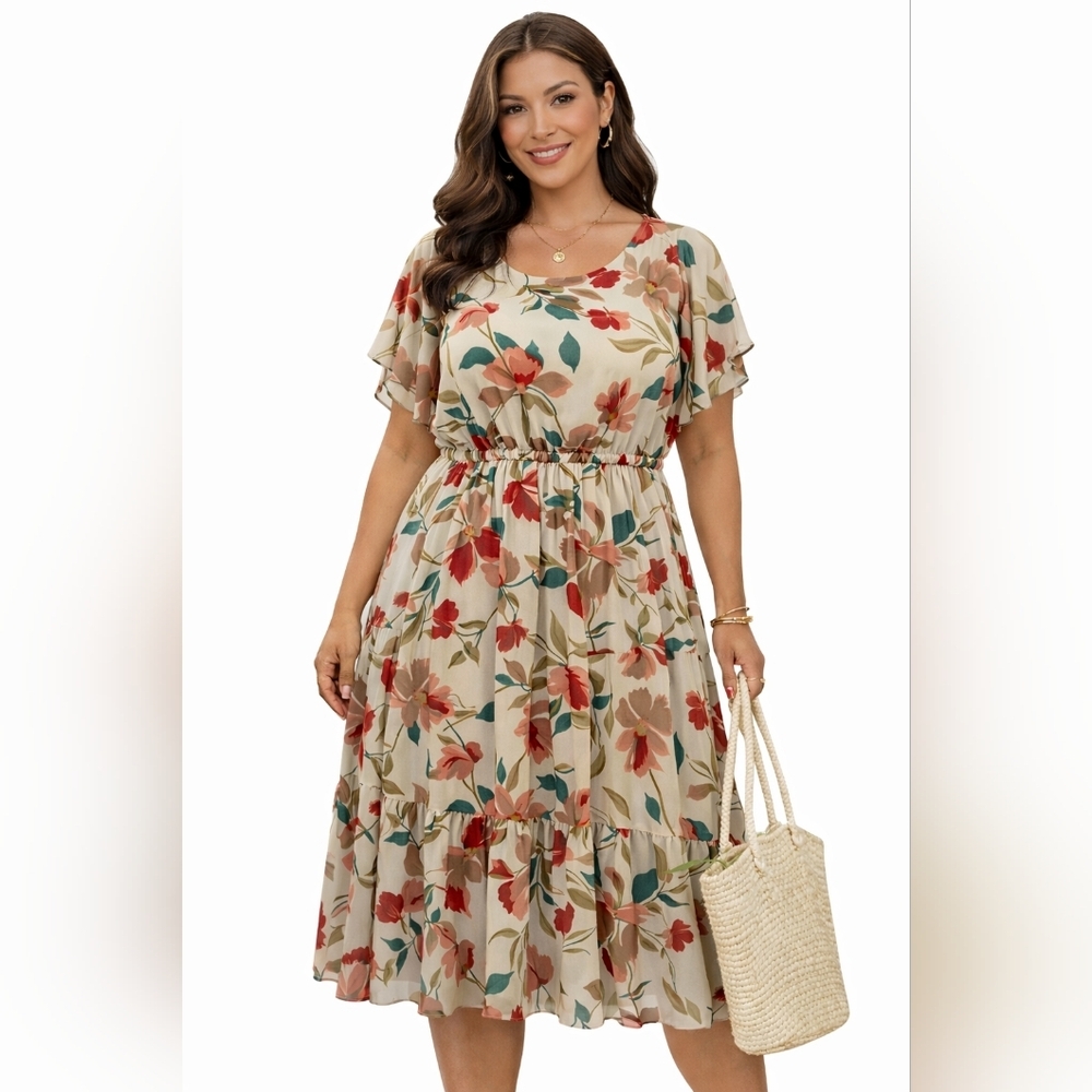 Nemidor Boho Floral Midi Dress – Size 18 (US 14) – NWOT